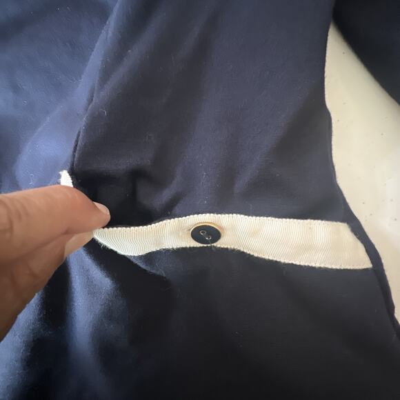 Talbots Shift Dress Navy Blue Nautical Ribbon 3/4 Sleeves Pockets size 12 petite - Picture 8 of 10